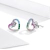 Brincos Petit Corações Arco-Íris estilo Pandora - SCE891