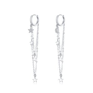 Brinco Elegant Star Moon estilo Pandora - SCE982 Brinco Elegant Star Moon estilo Pandora - SCE982