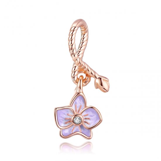 Charm Pendente Orquídea estilo Pandora Rose - BSC287  Clique na imagem para fechar