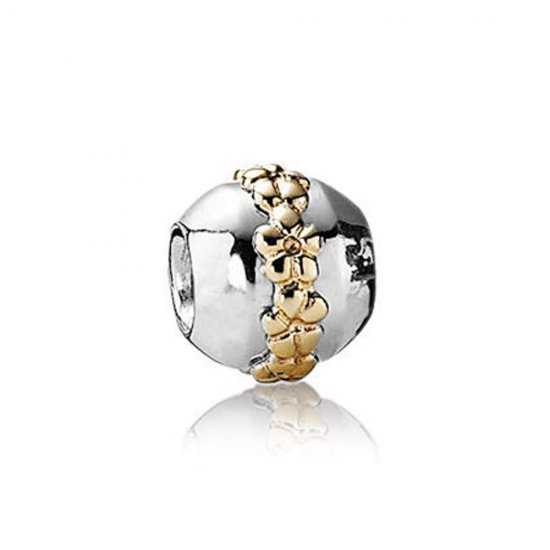 Charm PANDORA de Prata e Ouro Flor de Saturno - 790179  Clique na imagem para fechar
