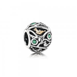 Charm PANDORA de Prata e Ouro Pássaros da Floresta - 791213CZN