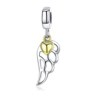 Charm Pendente Dois tons Elf Wings estilo Pandora - SCC838 Charm Pendente Dois tons Elf Wings estilo Pandora - SCC838