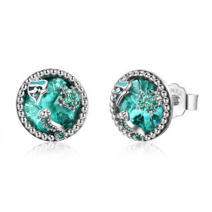 Brincos Petit Profundidades do oceano estilo Pandora - SCE496 Brincos Petit Profundidades do oceano estilo Pandora - SCE496