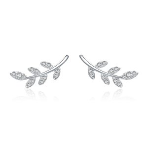 Brincos Petit Folhas de primavera estilo Pandora - BSE031 Brincos Petit Folhas de primavera estilo Pandora - BSE031