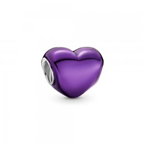 Conta Coração Roxo Metalizado Pandora - 799291C01 Conta Coração Roxo Metalizado Pandora - 799291C01
