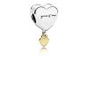 You & Me Heart Silver Charm berloques PANDORA With 14k You & Me Heart Silver Charm berloques PANDORA With 14k