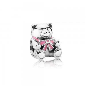 Charm berloques PANDORA De Prata Ursinha Laço Rosa Charm berloques PANDORA De Prata Ursinha Laço Rosa