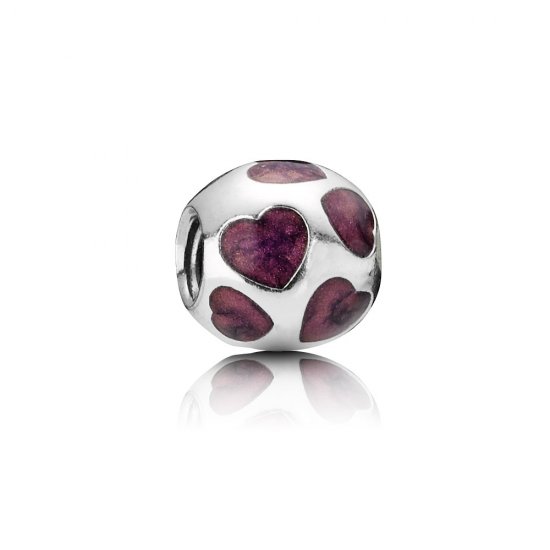 Charm PANDORA de Prata Esmaltado Mini Corações Roxos - 790543EN21  Clique na imagem para fechar