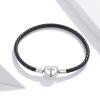 Bracelete Couro Cruz Moderno estilo Pandora - SCB205