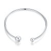 Bracelete Rigido Aberto Bola de prata estilo Pandora - SCB198 Bracelete Rigido Aberto Bola de prata estilo Pandora - SCB198