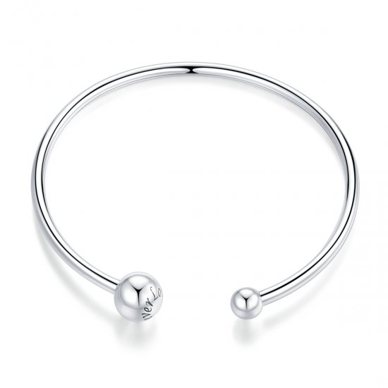 Bracelete Rigido Aberto Bola de prata estilo Pandora - SCB198  Clique na imagem para fechar