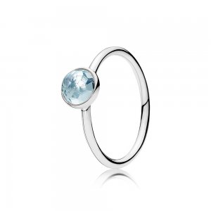 Anel PANDORA Gota de Cristal Azul-Água - Março - 191012NAB Anel PANDORA Gota de Cristal Azul-Água - Março - 191012NAB