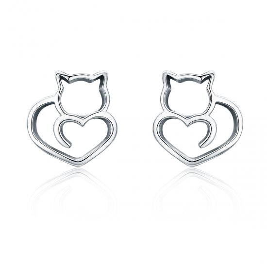 Brincos Petit Gato fofo estilo Pandora - SCE271  Clique na imagem para fechar