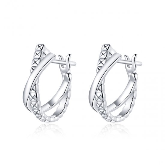 Brinco Argolas Textura de couro estilo Pandora - BSE440  Clique na imagem para fechar