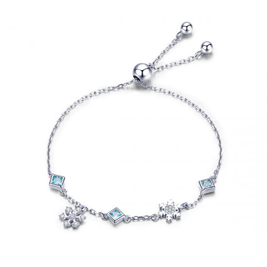Pulseira Floco de neve dançando estilo Pandora - BSB001  Clique na imagem para fechar
