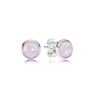 Brinco PANDORA Gota de Cristal Rosa Opalescente Outubro - 290738NOP