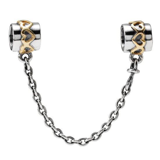 Hearts Corrente de segurança PANDORA de prata with 14k - 790307  Clique na imagem para fechar