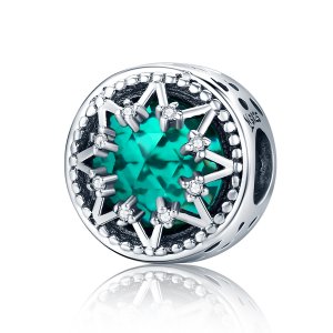 Charm Flocos de neve esmeralda românticos estilo Pandora - SCC308 Charm Flocos de neve esmeralda românticos estilo Pandora - SCC308