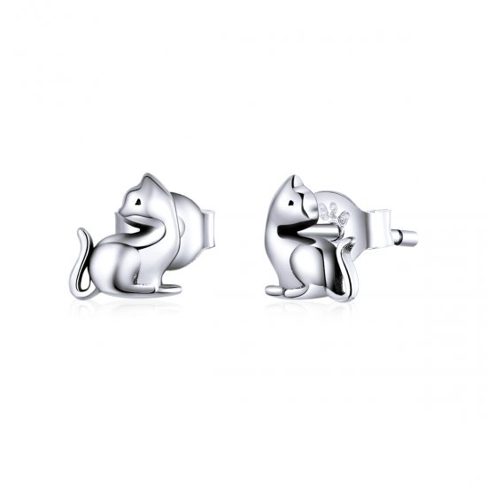 Brincos Petit Gato travesso estilo Pandora - SCE832  Clique na imagem para fechar