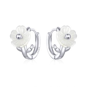 Brinco Argolas Flores puras estilo Pandora - BSE321 Brinco Argolas Flores puras estilo Pandora - BSE321