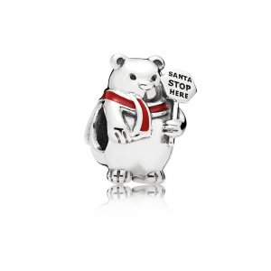 Charm PANDORA Urso Polar Natalino - "Papai Noel parou aqui" - 796466EN39 Charm PANDORA Urso Polar Natalino - "Papai Noel parou aqui" - 796466EN39