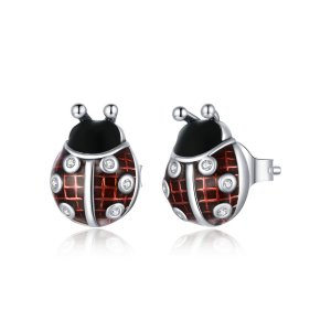 Brincos Petit Joaninha estilo Pandora - SCE972