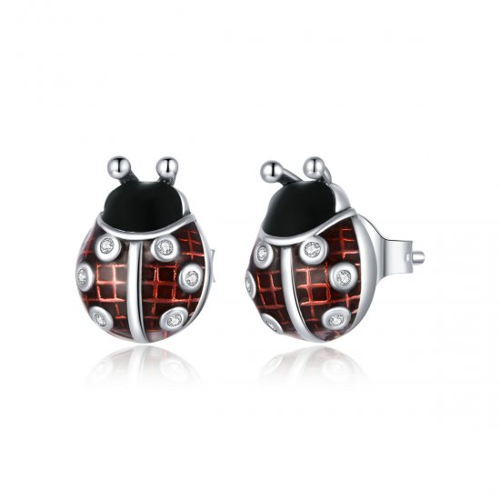 Brincos Petit Joaninha estilo Pandora - SCE972  Clique na imagem para fechar