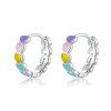 Brinco Argolas Corações Arco-Íris estilo Pandora - SCE909 Brinco Argolas Corações Arco-Íris estilo Pandora - SCE909