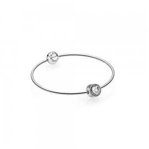 Bracelete Pandora Rígido de prata Pulseira com coração