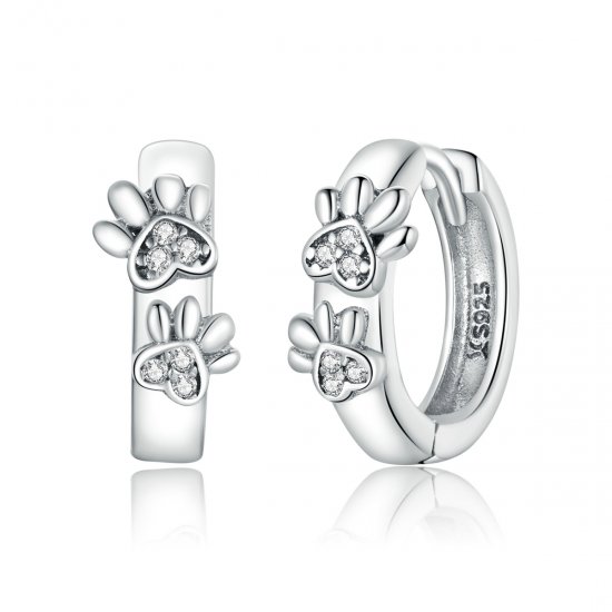 Brinco Argolas Cute Paw Print estilo Pandora - SCE938  Clique na imagem para fechar