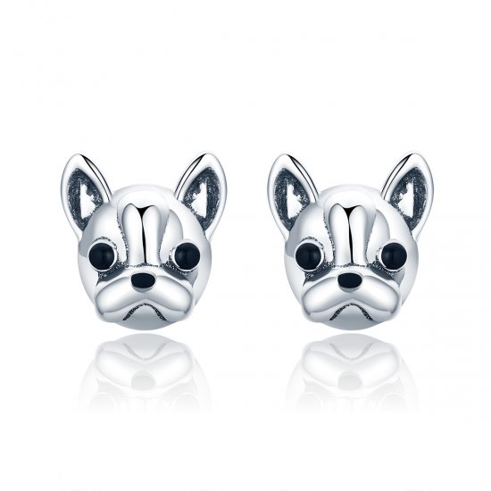 Brincos Petit Bulldog Fofo estilo Pandora - SCE283  Clique na imagem para fechar
