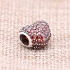 Charm berloques PANDORA De Prata Pavê Coração Vermelho