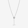 Colar Pavé Circle Logo T-bar Heart Pandora - 399050C01-80 Colar Pavé Circle Logo T-bar Heart Pandora - 399050C01-80