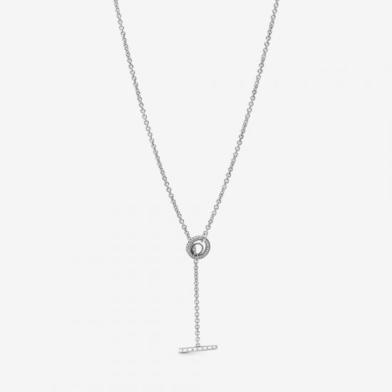 Colar Pavé Circle Logo T-bar Heart Pandora - 399050C01-80  Clique na imagem para fechar