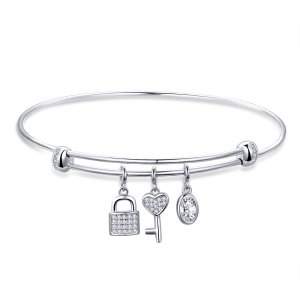 Bracelete estilo Pandora Rígido interessante promessa - SCB119 Bracelete estilo Pandora Rígido interessante promessa - SCB119