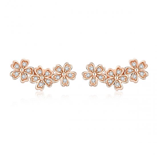 Brincos Petit Margarida Contraída estilo Pandora Rose - SCE419-C  Clique na imagem para fechar