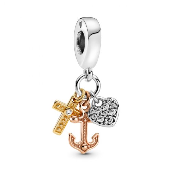 Charm Pendente De Cruz, Coração E Âncora - 799354C01  Clique na imagem para fechar