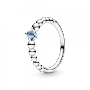 Anel Aqua Blue Beaded Pandora - 198867C01 Anel Aqua Blue Beaded Pandora - 198867C01