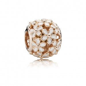 Openwork daisy PANDORA Rose charm with white enamel - 780004EN12