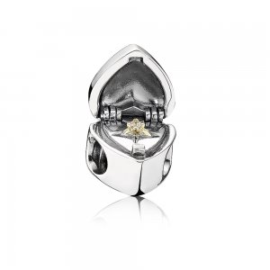Charm PANDORA de Prata e Ouro Eu te Amo - 791247CZ