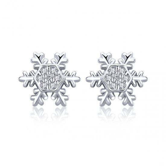 Brincos Petit Flocos De Neve Elegantes estilo Pandora - BSE009  Clique na imagem para fechar