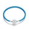 Bracelete Couro Floco de neve estilo Pandora - SCB196 Bracelete Couro Floco de neve estilo Pandora - SCB196