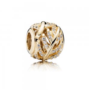 Charm berloques PANDORA de Ouro Vazado Plumas Charm berloques PANDORA de Ouro Vazado Plumas