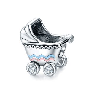 Charm Novo carrinho de bebê estilo Pandora - SCC1539