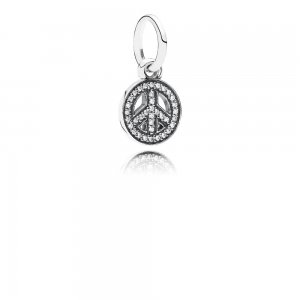 Charm PANDORA de Prata Pendente Brilhante Paz & Amor - 791308CZ Charm PANDORA de Prata Pendente Brilhante Paz & Amor - 791308CZ