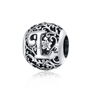 Charm Flores com orifícios, letra L estilo Pandora - SCC1444-L