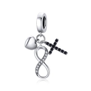 Charm Pendente Cruz e Coração Infinito estilo Pandora - SCC1713 Charm Pendente Cruz e Coração Infinito estilo Pandora - SCC1713
