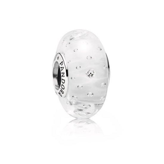 Charm PANDORA de Prata e Murano Fizzle Branco  Clique na imagem para fechar