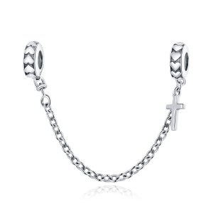 Corrente de Segurança Cruz Simples estilo Pandora - BSC362 Corrente de Segurança Cruz Simples estilo Pandora - BSC362