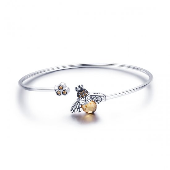 Bracelete Rigido Aberto História da Abelha estilo Pandora - SCB104  Clique na imagem para fechar
